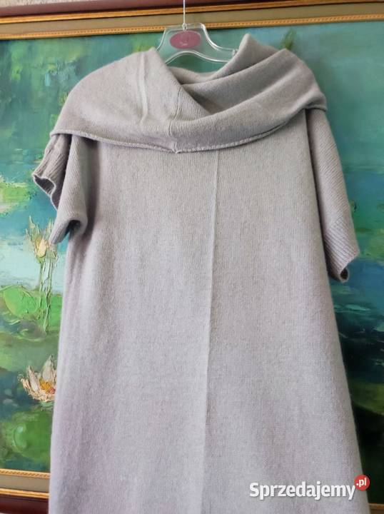sweter tunika wełniana angora wełna szary sprzedam