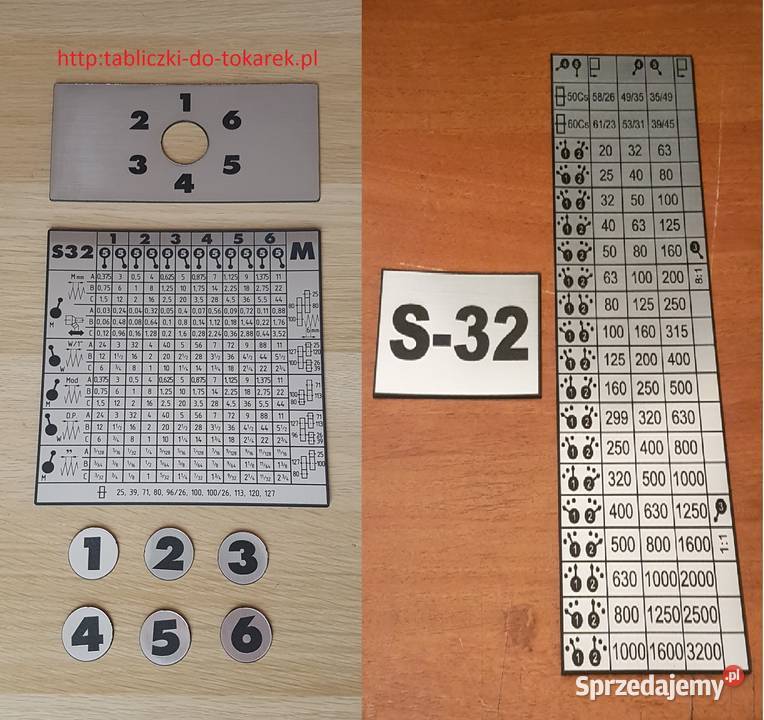 Tokarka TOS S32 Tabliczka Tabliczki Tabela Gwintów