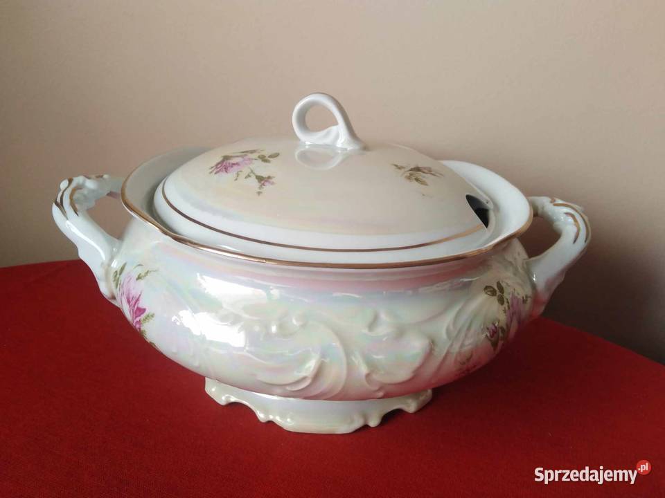 Duża Waza Porcelanowa Róża Szlachetna Błękit PRL Wałbrzych