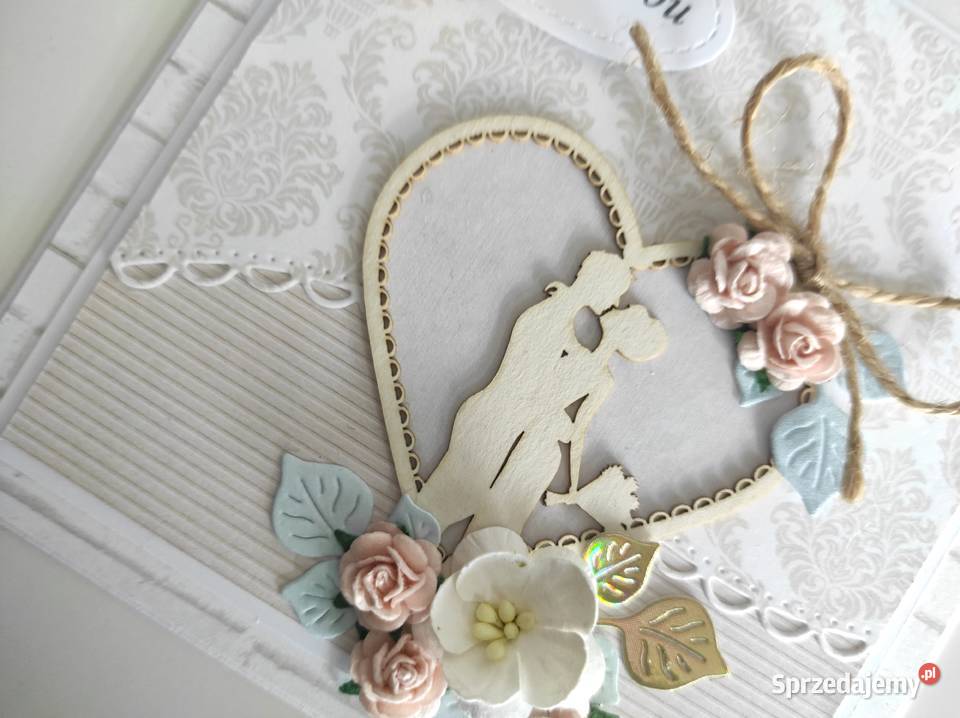 Kartka na ślub ręcznie robiona handmade serce