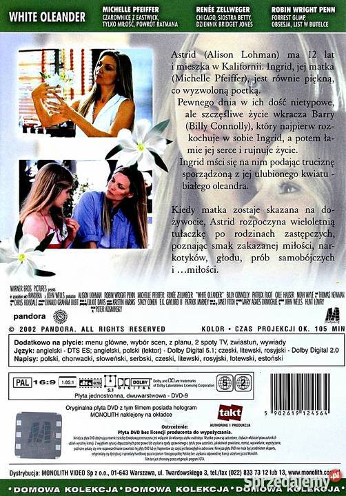 BIAŁY OLEANDER MICHELLE PFEIFFER Filmy Kalisz
