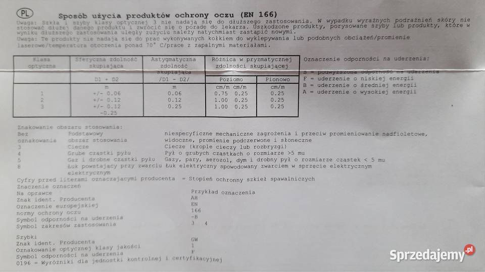 Okulary ochronne przeciw odpryskowe Żółte śląskie Rybnik