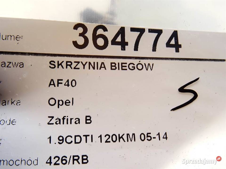SKRZYNIA BIEGÓW OPEL ZAFIRA B AF40 19 120 0515 osobowe