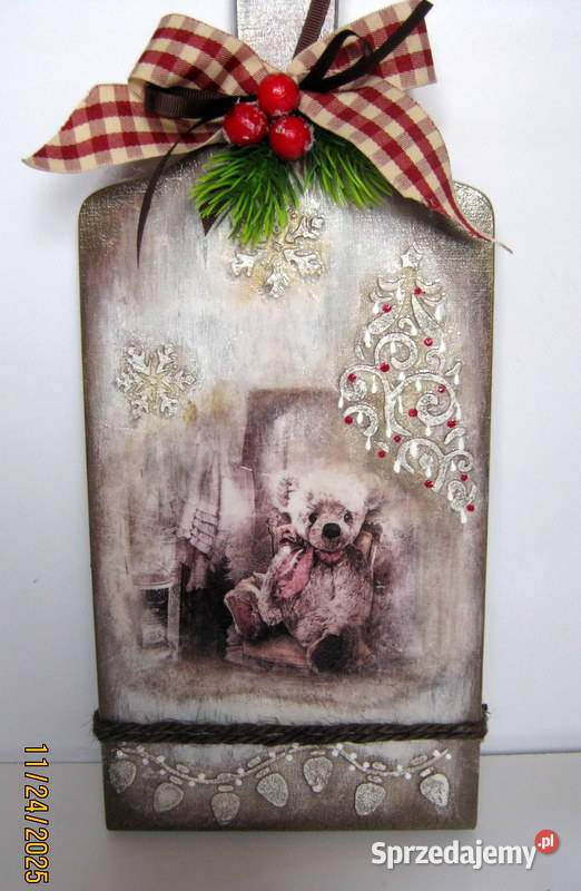 Deska świąteczna Misie rękodzieło