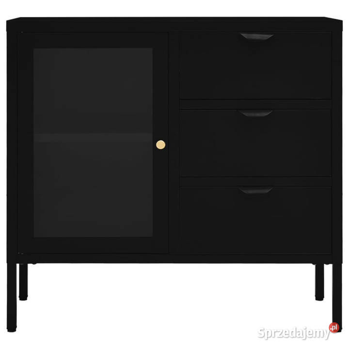 Komoda czarna 75x35x70 stal i szkło hartowane Warszawa