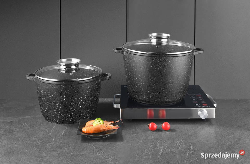 249 Zestaw największych garnków marmur czarnych Garnki i szybkowary Zabrze