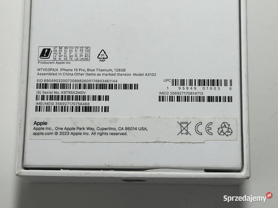 Sprzedam iPhone 15 Pro 128GB Blue Titanium 86 podkarpackie Nowa Sarzyna sprzedam