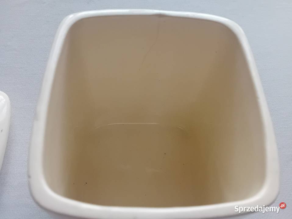 Fajansowy ręcznie malowany pojemnik kuchenny Koźminek