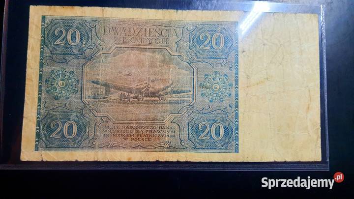 UNIKAT 20 złotych 1946 s B małe kolor niebieski