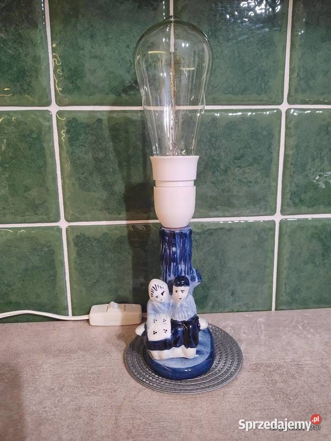 Lampa porcelanowa Holandia 1940 oryginał vintage Przeczów