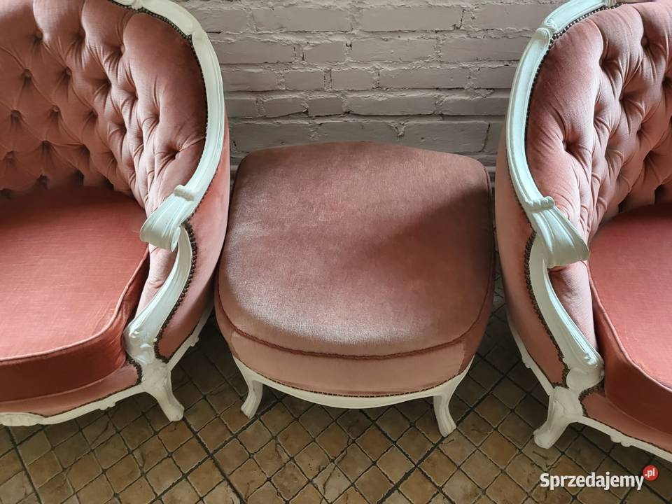 Zestaw sofa dwa fotele w stylu ludwikowskim Meble