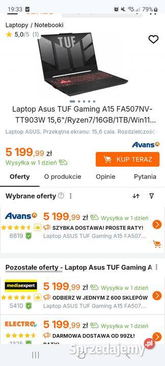 Laptop ASUS TUF Gaming A15 FA507NVTT903W 156 IPS Karta graficzna