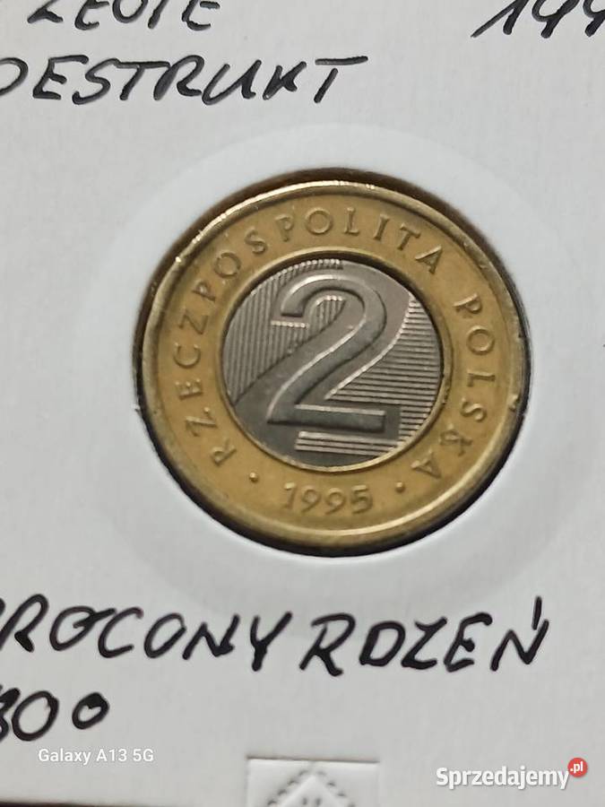 2 Złote 1995 DESTRUKT odwrócony rdzeń 180 Stopni Konin sprzedam