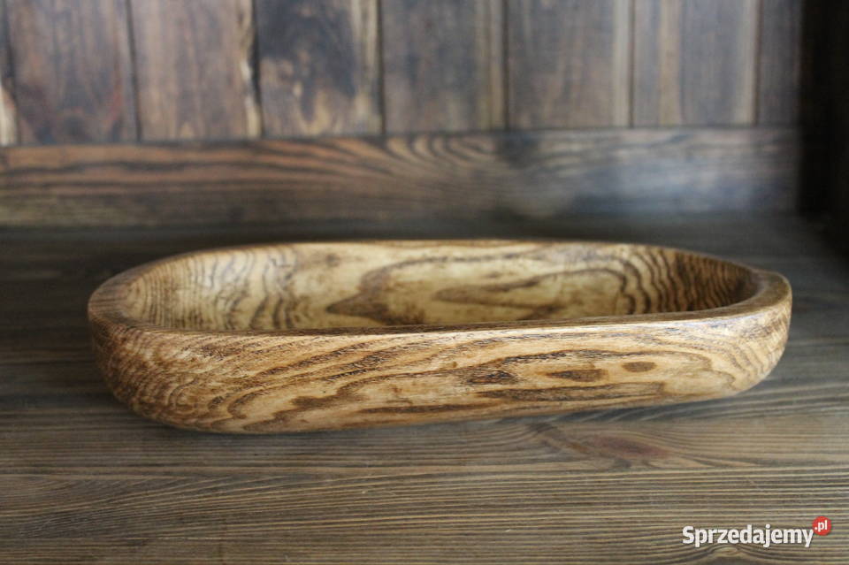 drewniana misa półmisek jesionowy wielkopolskie Siekierki Małe