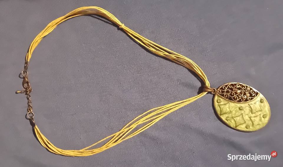 Secesyjny wisiorek mosiądz i emalia początek XX wielkopolskie Koźminek sprzedam