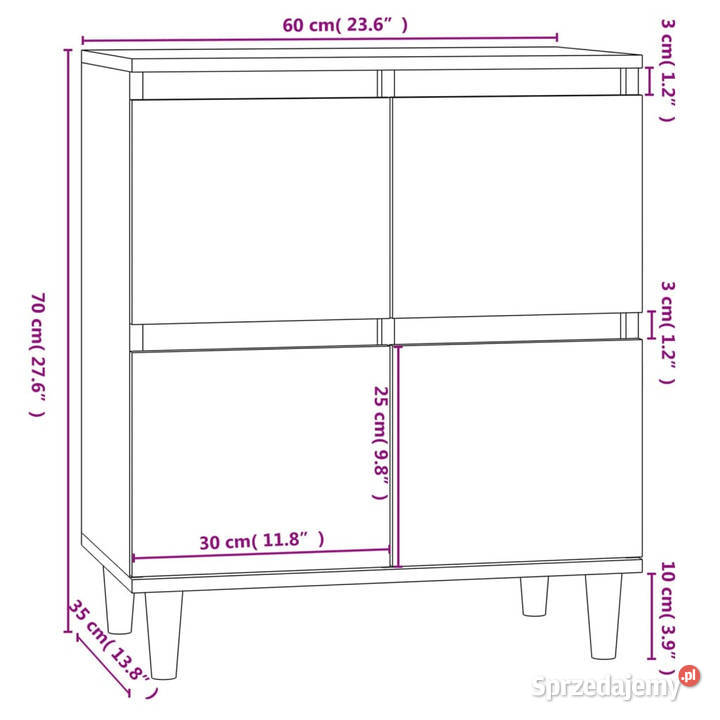 Komoda brązowy dąb 60x35x70 materiał mazowieckie