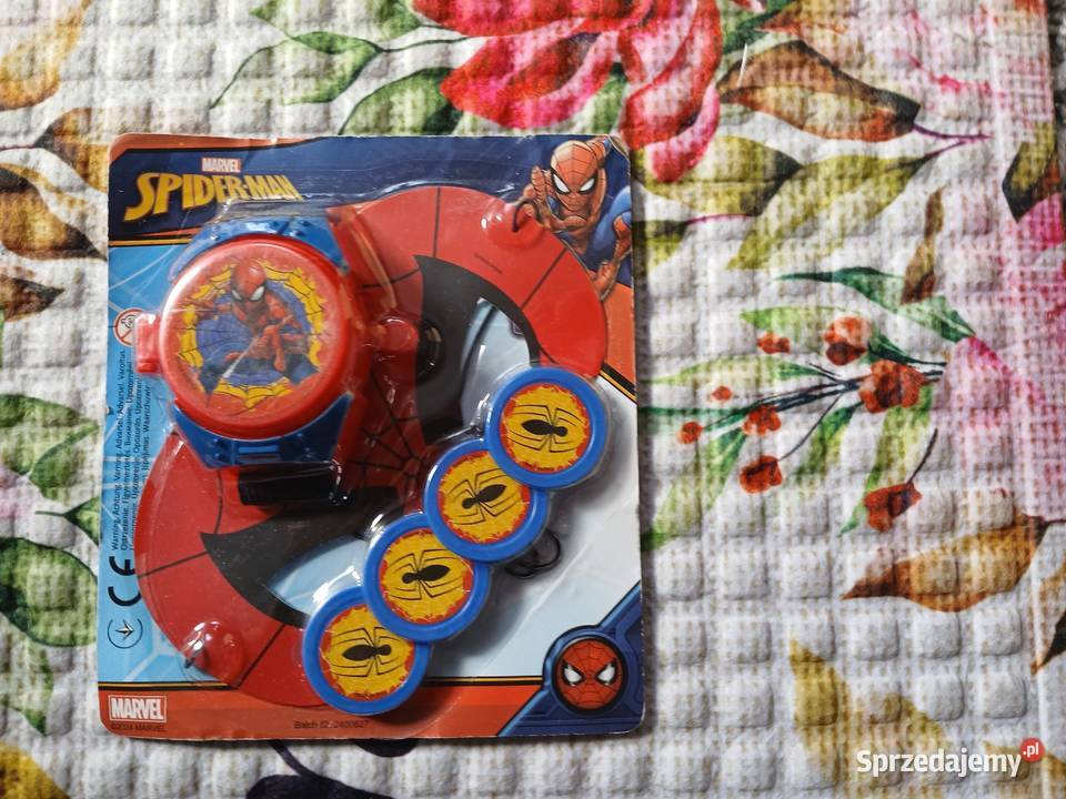 Spiderman zegarek wyrzutnia dyski maska zestaw Chrzanów