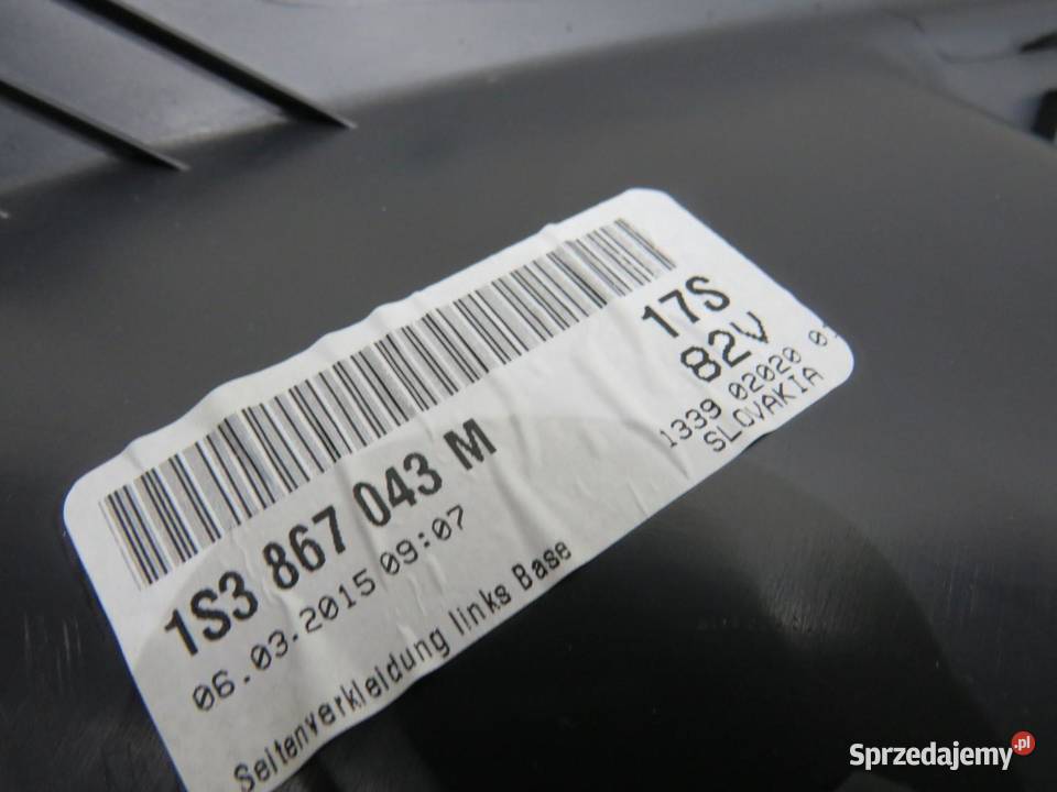 BOCZEK LEWY TYŁ VW UP MII CITIGO 1S3867043M