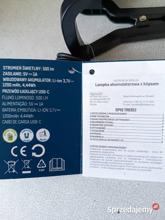 LATARKA LAMPA AKUMULATOROWA LED NITEO