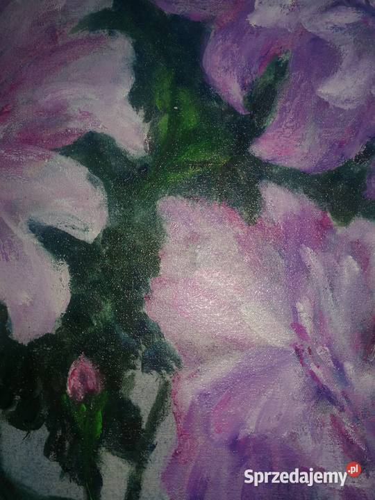 Bukiet pelargonii obraz olejny na płótnie śląskie