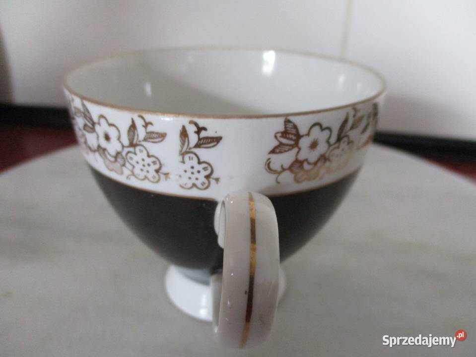 Filiżanka czarno biała Chodzież lata 60 PRL Nieporęt