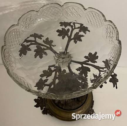 Stara patera na środek stołu XIX w duża piękna łódzkie Łódź