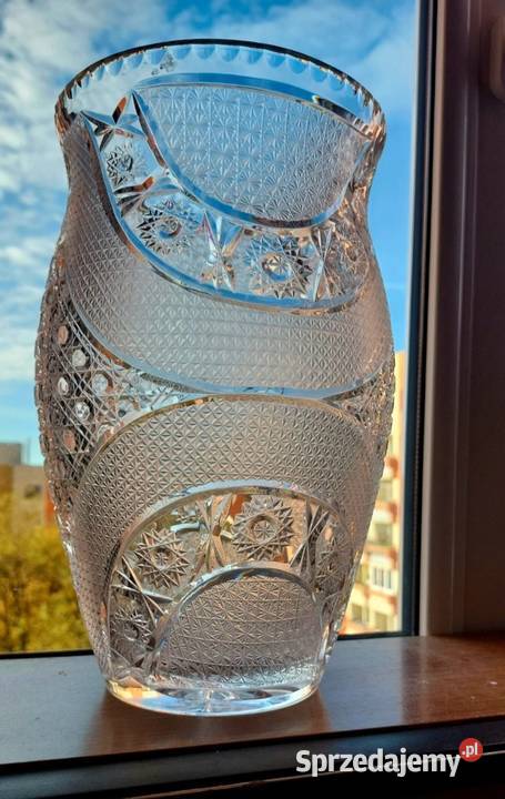 Piękny duży wazon kryształowy PRL Wrocław