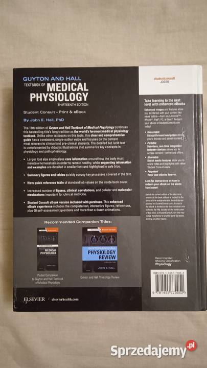 Medical Physiology Guyton and Hall twarda mazowieckie Warszawa sprzedam
