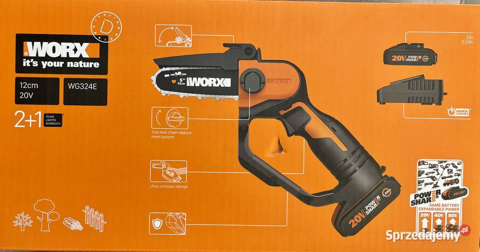 Worx WG324E mini pilarka akumulatorowa komplet Piły łańcuchowe Rzeszów sprzedam
