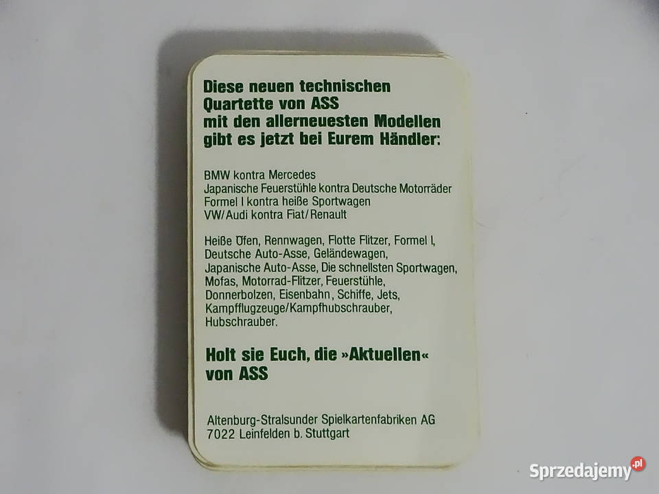 Techniczny kwartet ASS zestaw 32 kart pudełko lubelskie Biłgoraj