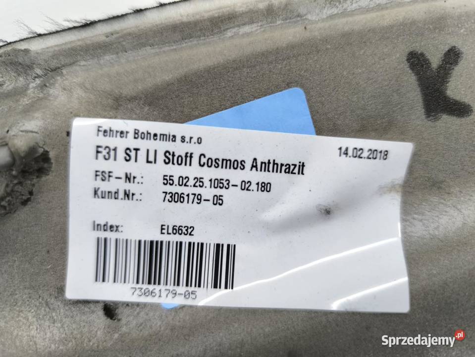 BOCZEK KANAPY LEWY TYŁ BMW F31 LIFT 7306179 Tapicerki samochodowe