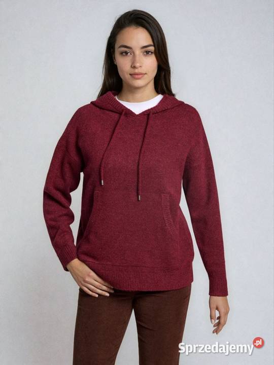 bordowy sweter z kapturem Sinsay S Rozmiar 36(S) Olkusz