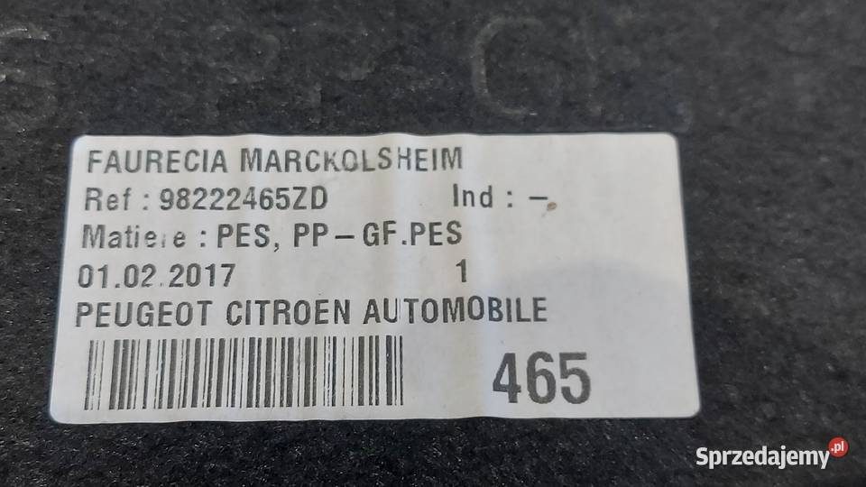 PEUGEOT 308 II T9 17r Półka bagażnika 98222465ZD osobowe świętokrzyskie Kielce