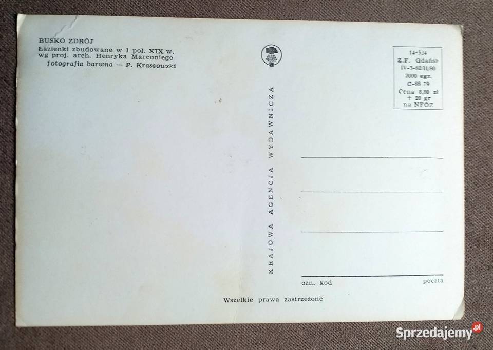 BUSKO ZDRÓJ ŁAZIENKI UZDROWISKOWE FOT KRASSOWSKI Piszczac sprzedam