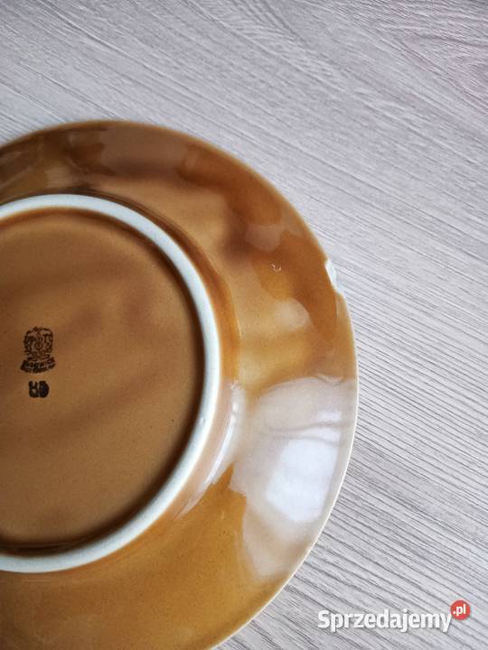 Talerzyki deserowe brązowe porcelit Tułowice PRL Kraków