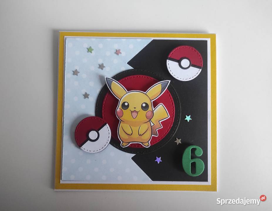 Kartka urodzinowa ręcznie robiona Pokemon Łódź