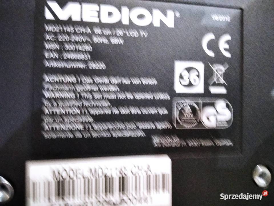 Sprzedam używany telewizor marki MEDION 26 Telewizory