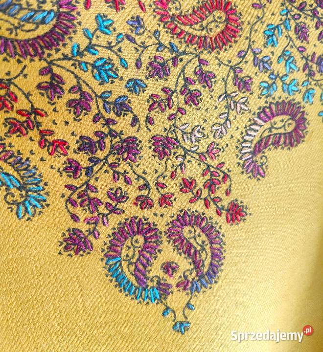 Duży szal orientalny indyjski haftowany haft Szczecin