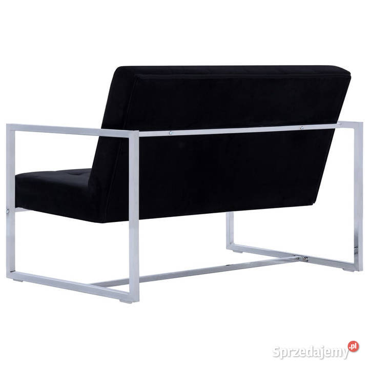 2osobowa sofa z podłokietnikami czarna chrom i Warszawa