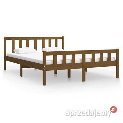 vidaXL Rama łóżka, miodowy brąz, lite drewno, 135x190 cm, po