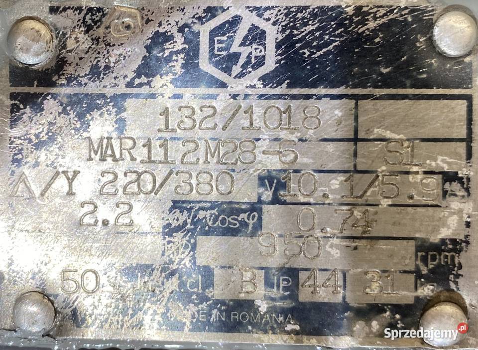 silnik elektryczny 22kW 950obr 3fazowy B3 Pozostałe kujawsko-pomorskie Pigża