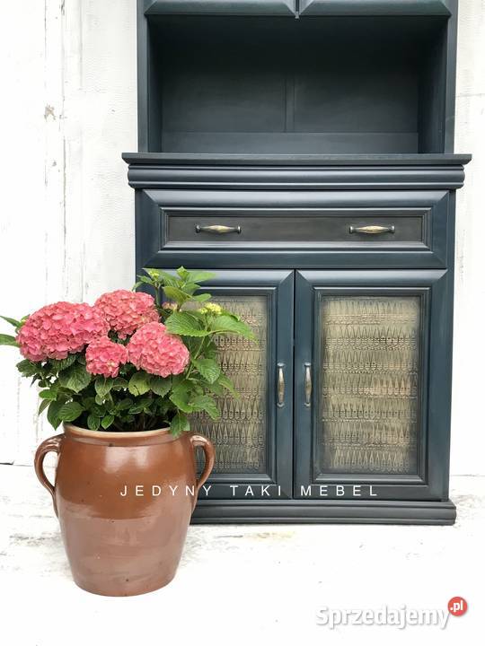 Witrynakredens w stylu shabby chic niebiesko 83cm Przeworsk