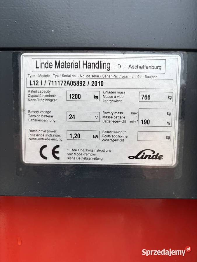Linde L12 I wózek widłowy z Initialhub 2010 r sprzedam