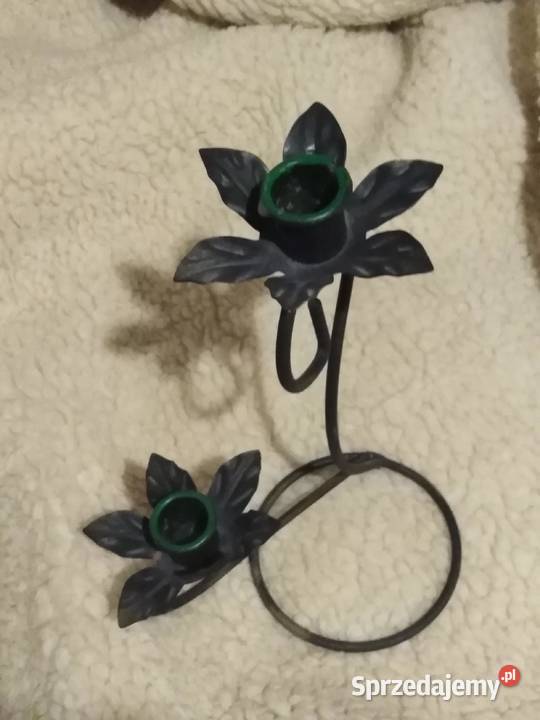 Świecznik metalowy na dwie świeczki wielokolorowy Ostrołęka