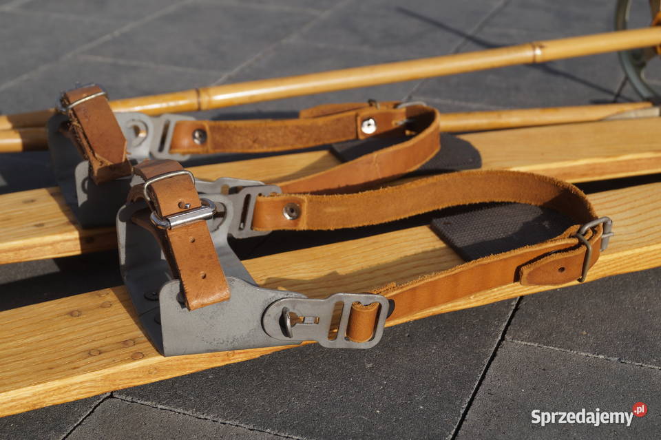 Stare narty jesionowe 155 kijki w komplecie Pruchnik