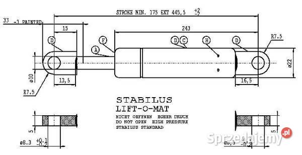 Sprężyna gazowa CA6314XC Kamionna