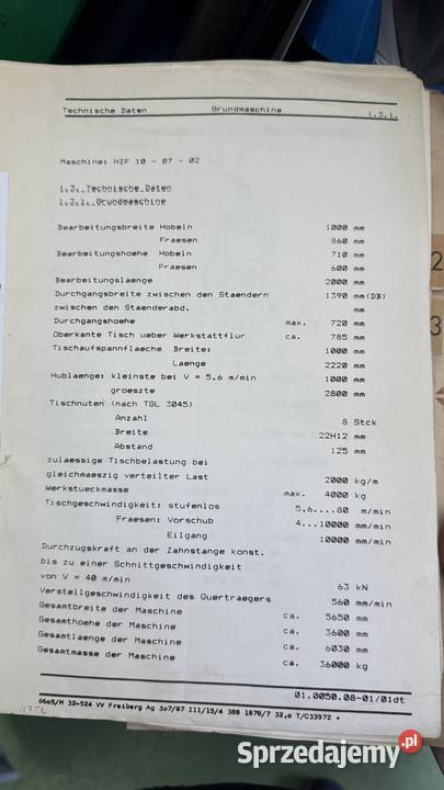 Używana frezarka bramowa HZF Łowicz