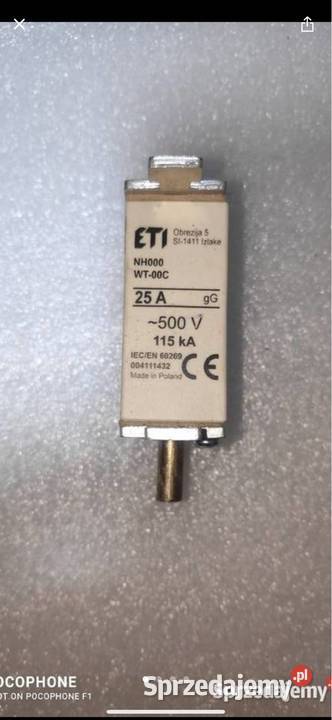 Wkładka topolowa NH000 gG 25A500V śląskie Gliwice