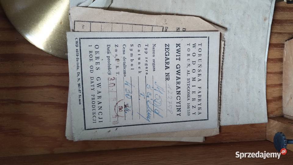 Stary zegar ścienny z dokumentami wielkopolskie Poznań