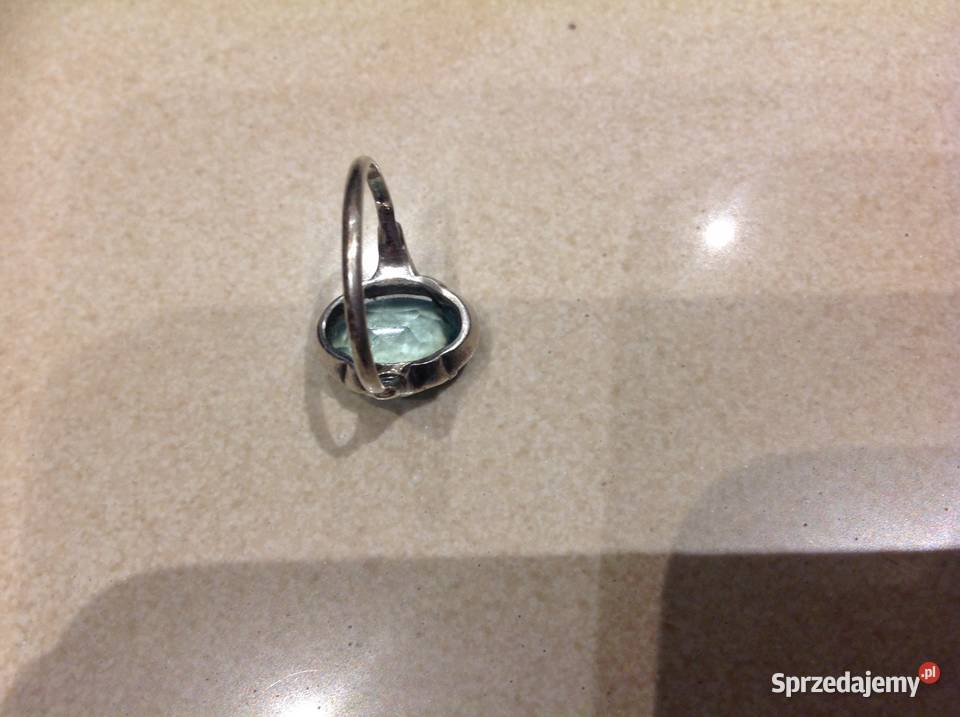 Stary Srebrny Pierścionek z Akwamarynem Srebro Nowa Sól sprzedam
